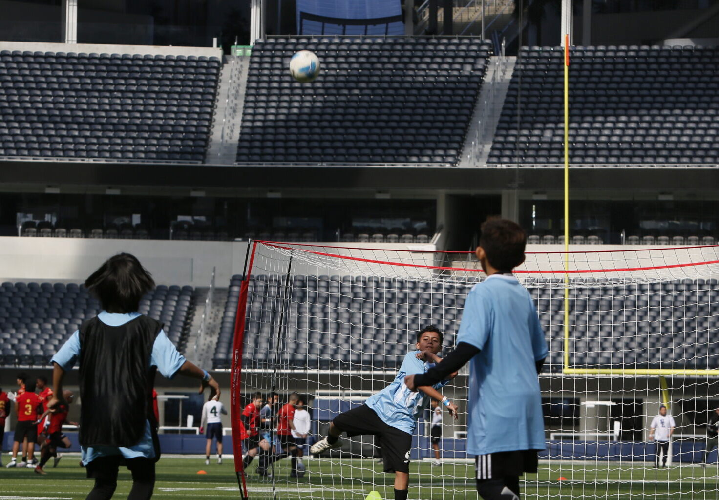 Pasadena youth soccer players engaged in a competitive match