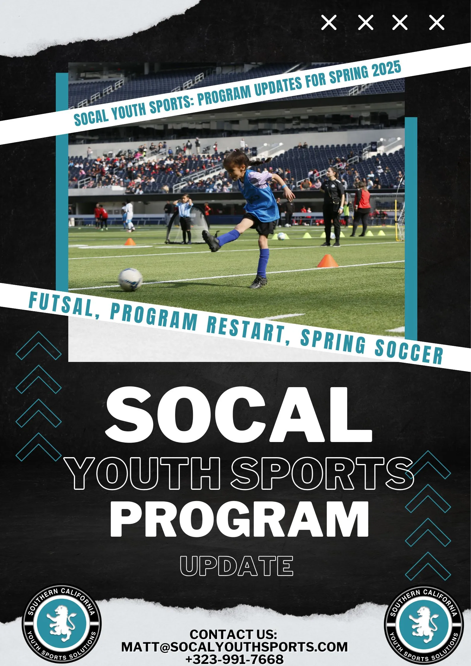 ids playing soccer outdoors during spring league.